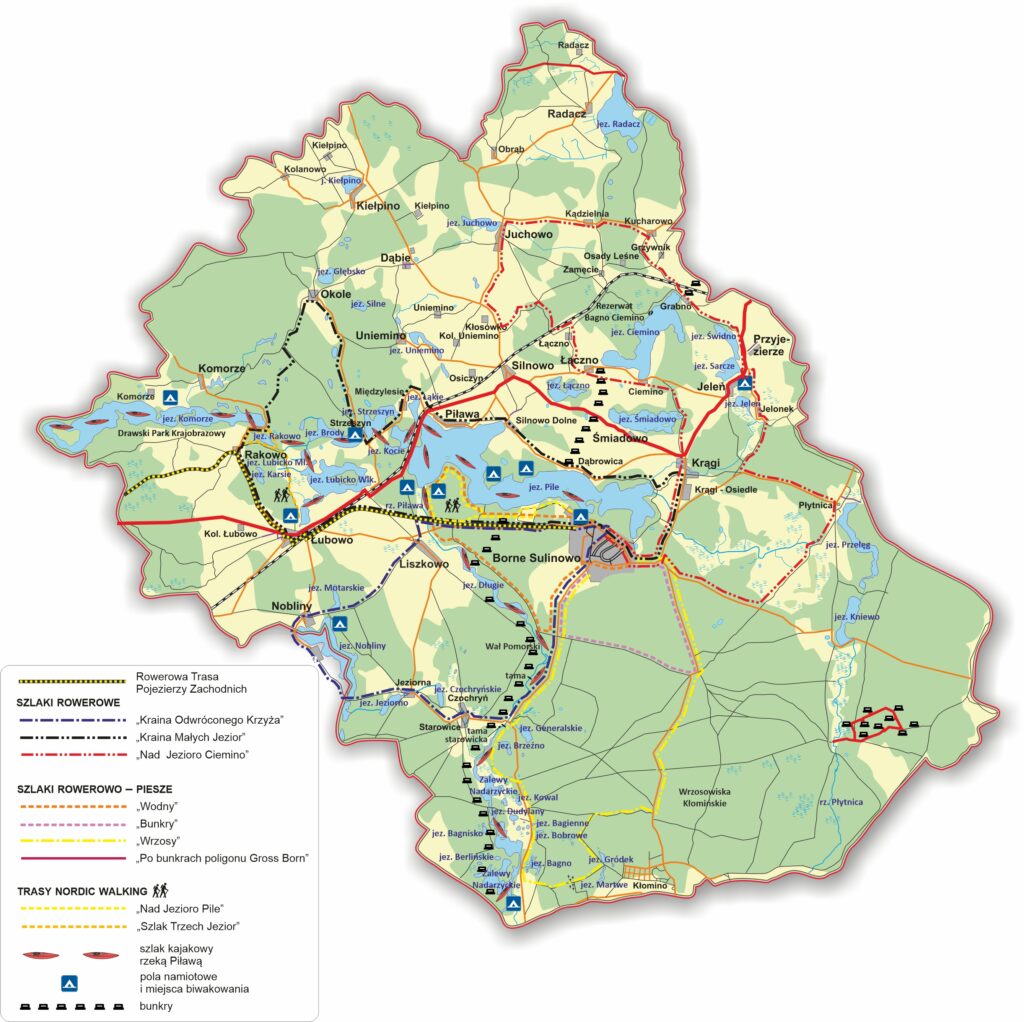 Mapka turystyczna gminy Borne Sulinowo