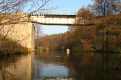 W pobliżu mostu drogowego znajduje się dawny most kolejowy.