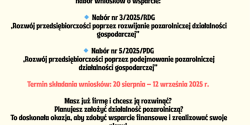 Nabór wniosków w zakresie przedsiębiorczości