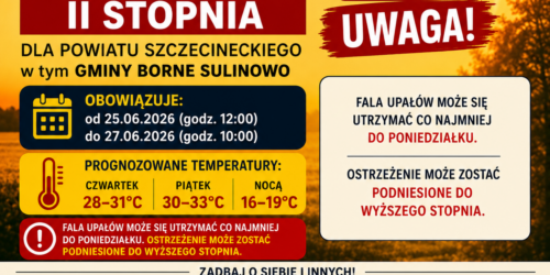 Ostrzeżenie IMGW – upał II stopnia dla Powiatu Szczecineckiego